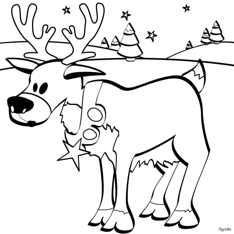 Reindeer Printable Coloring Pages
 Christmas reindeer coloring pages Hellokids