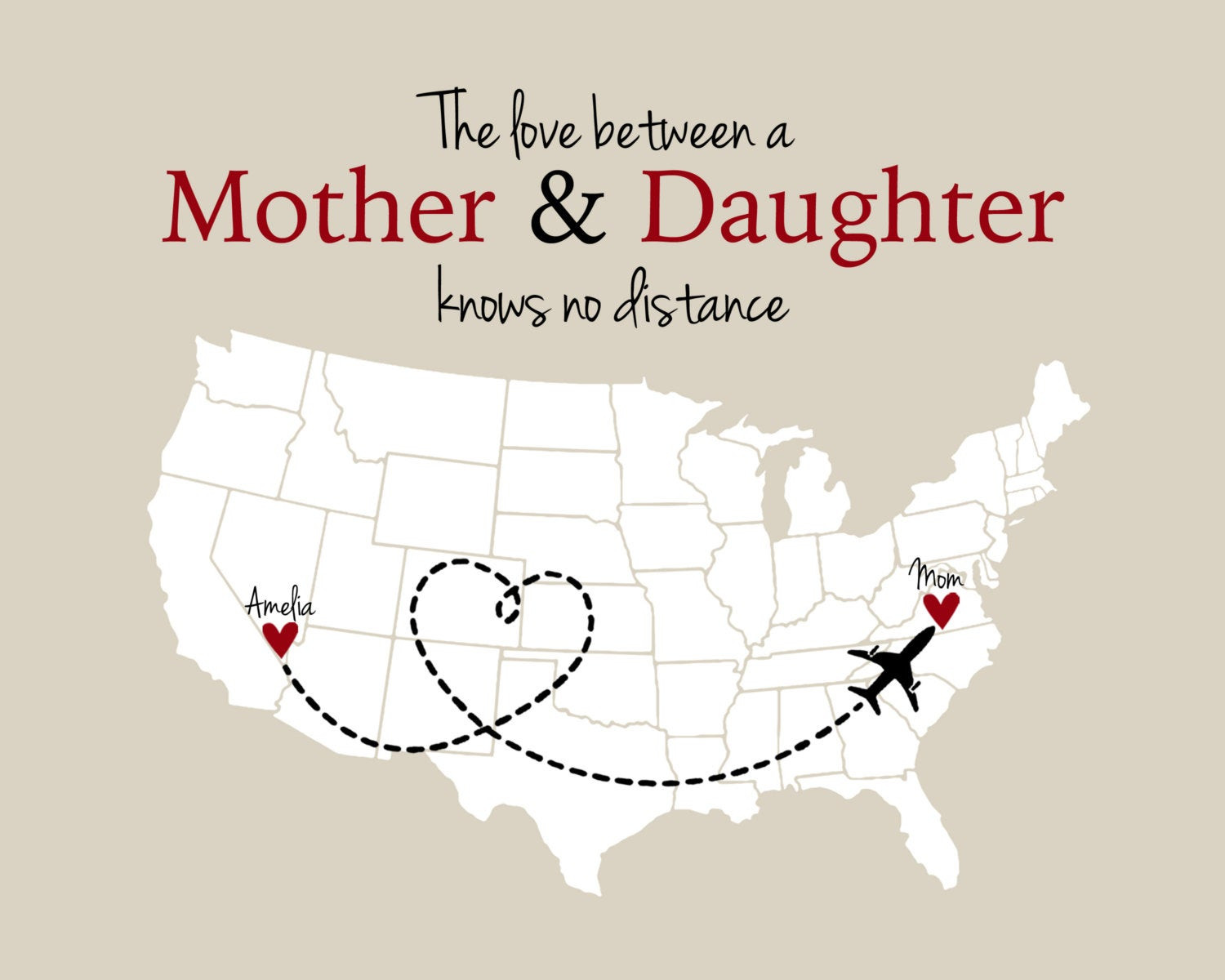 Relationship Between Mother And Daughter Quotes
 Mother and Daughter Long Distance Print Mother s Day Gift