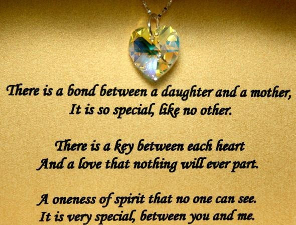 Relationship Between Mother And Daughter Quotes
 Poem for Mother Daughter Bond on Card with 18mm crystal heart
