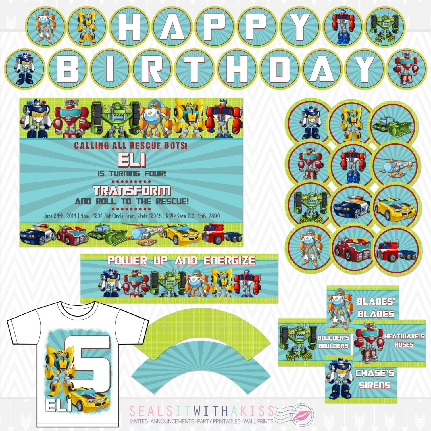 Rescue Bots Birthday Party
 Transformers Rescue Bots Birthday Party Package Inclues