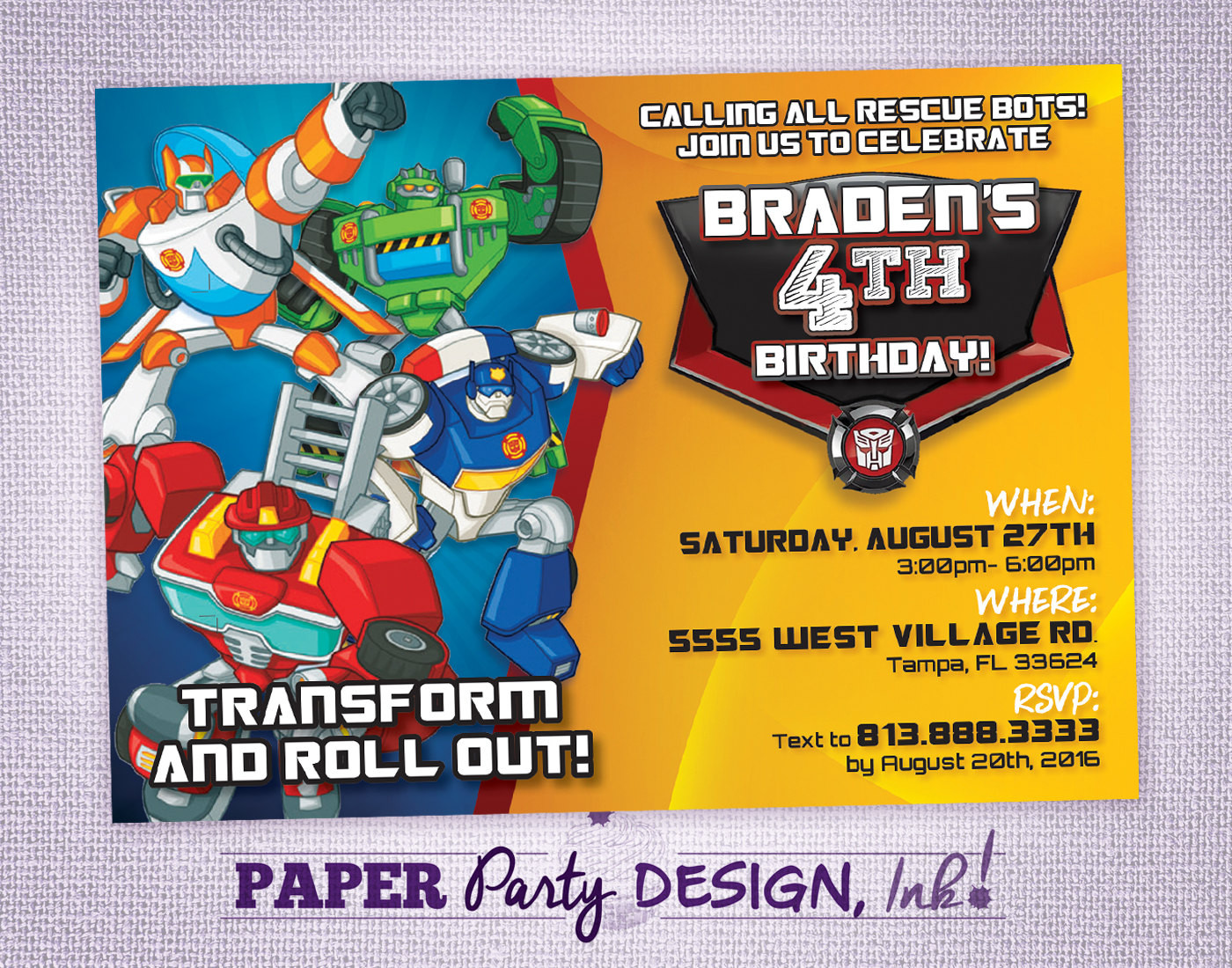Rescue Bots Birthday Party
 Rescue Bots Birthday Party Invitation Rescue Bots Party