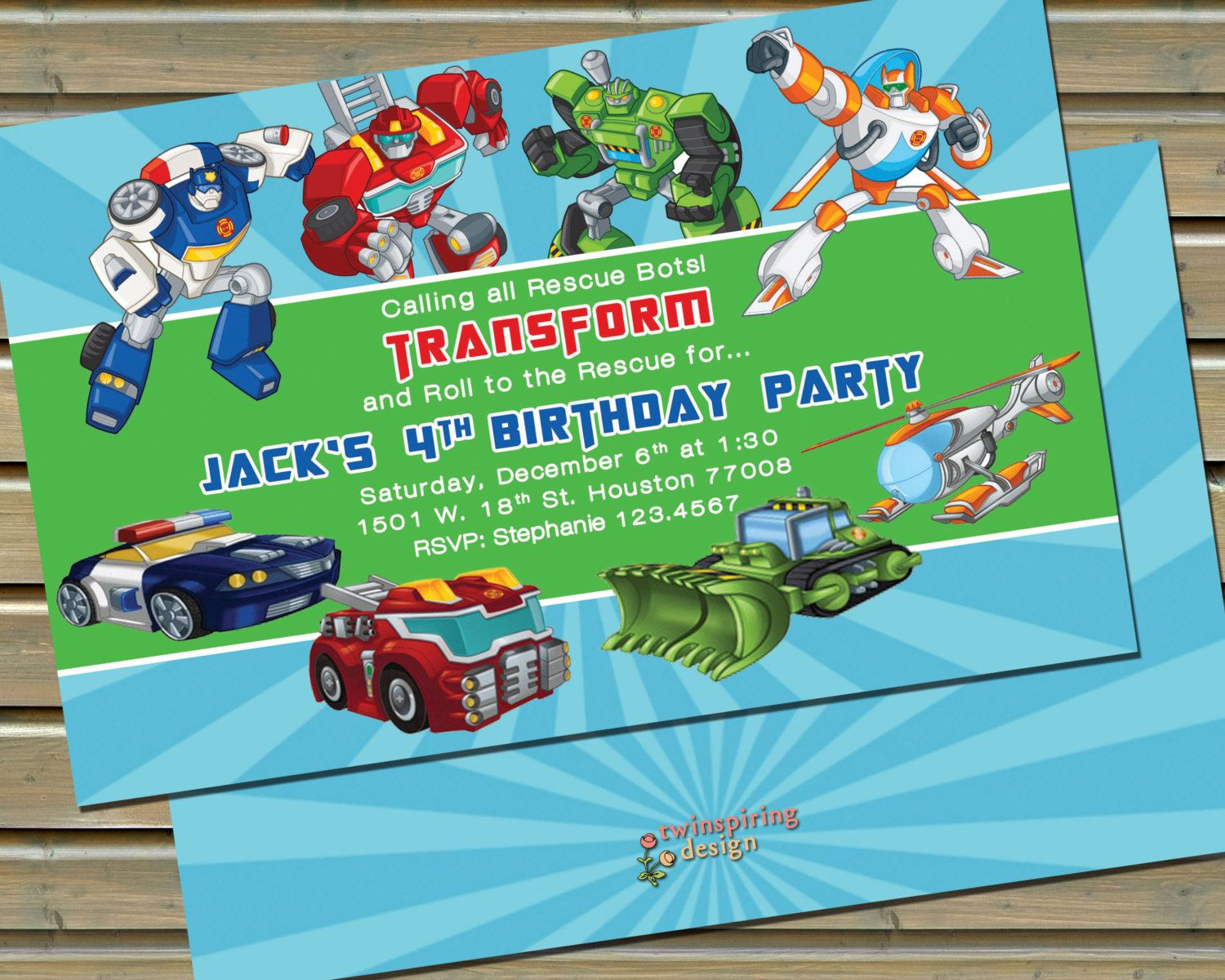 Rescue Bots Birthday Party
 DIGITAL FILE Transformers Rescue Bots by TwinspiringDesign