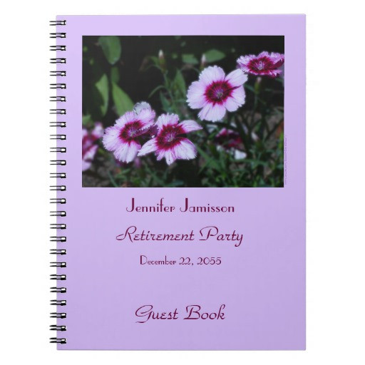 Retirement Party Guest Book Ideas
 Retirement Party Guest Book Purple Flowers Notebook