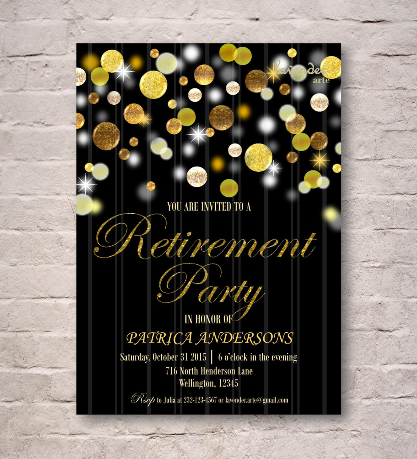 Retirement Party Invitation Ideas
 Gold Glitter Retirement Party Invitation DIY Printable Gold