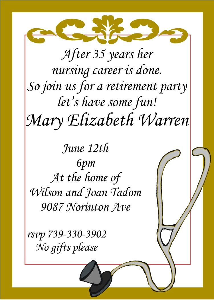 Retirement Party Invitation Ideas
 Nursing Retirement party invitations custom made