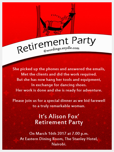 Retirement Party Invitations Ideas
 Retirement Party Invitation Wording Ideas and Samples
