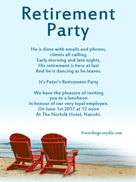 Retirement Party Invitations Ideas
 Retirement Party Invitation Wording Ideas and Samples