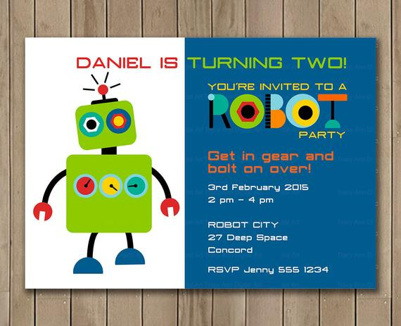 Robot Birthday Invitations
 Robot Birthday Invitation Custom Invitation Printable