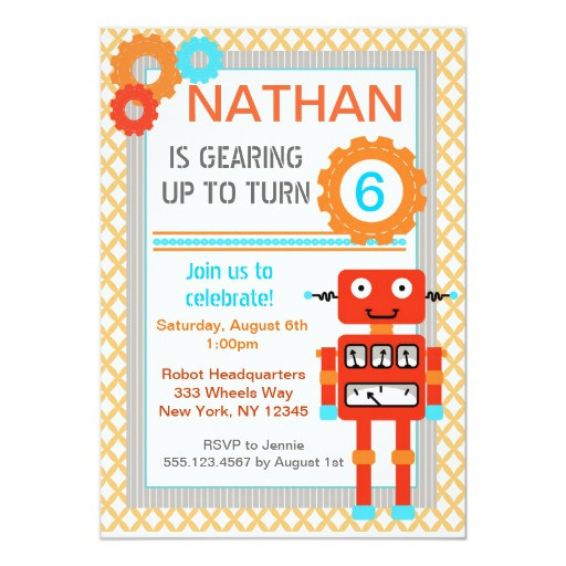Robot Birthday Invitations
 Robot Birthday Party Invitations Modern
