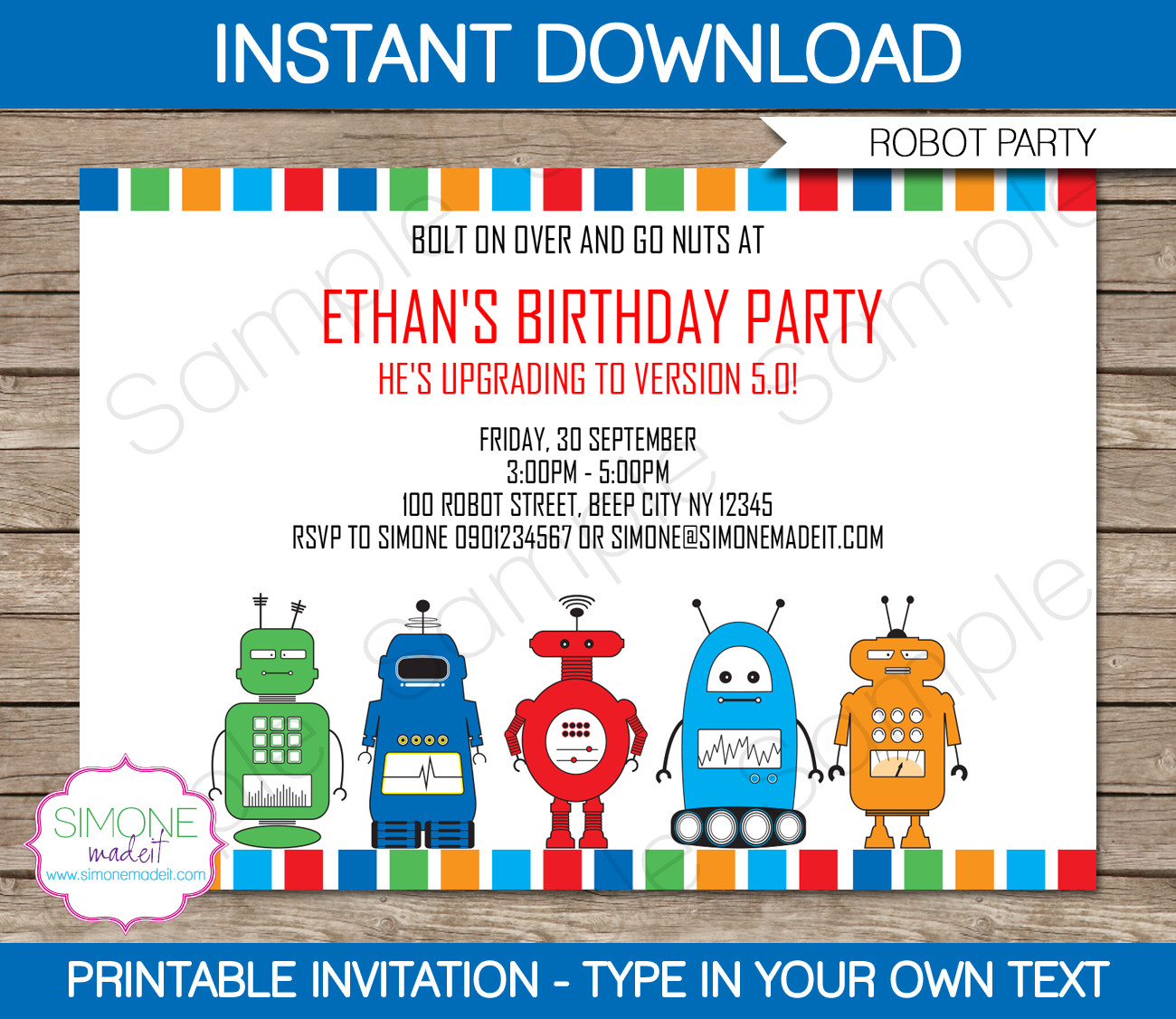 Robot Birthday Invitations
 Robot Party Invitations Template