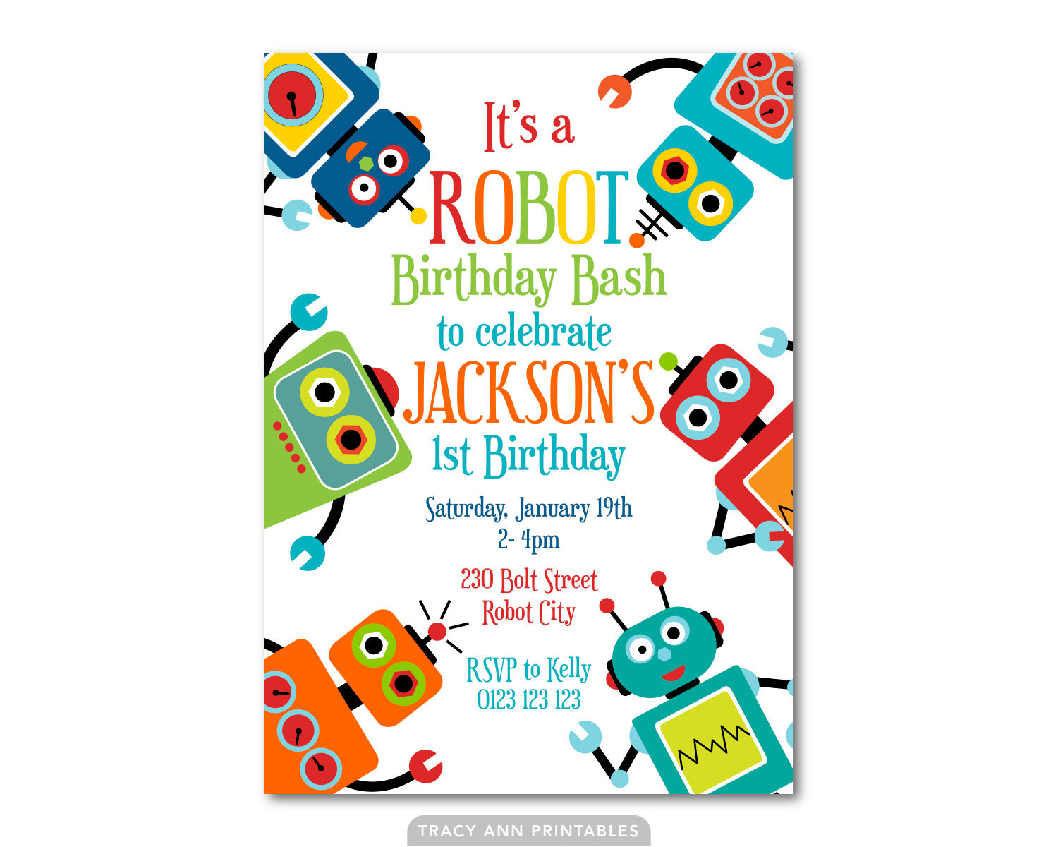 Robot Birthday Invitations
 Fun Robot Birthday Invitation Printable by TracyAnnPrintables
