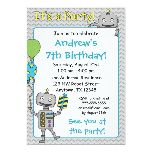 Robot Birthday Invitations
 Robot Birthday Party Invitations