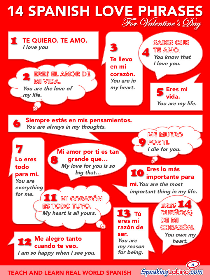 Romantic Quotes In Spanish
 Spanish Love Phrases For Valentine s Day Infographic