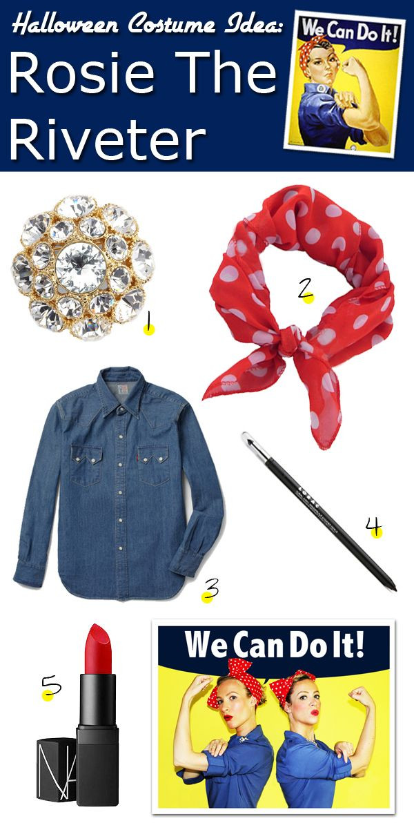 Rosie The Riveter DIY Costume
 Fashionably Bombed DIY Halloween Costume Rosie The