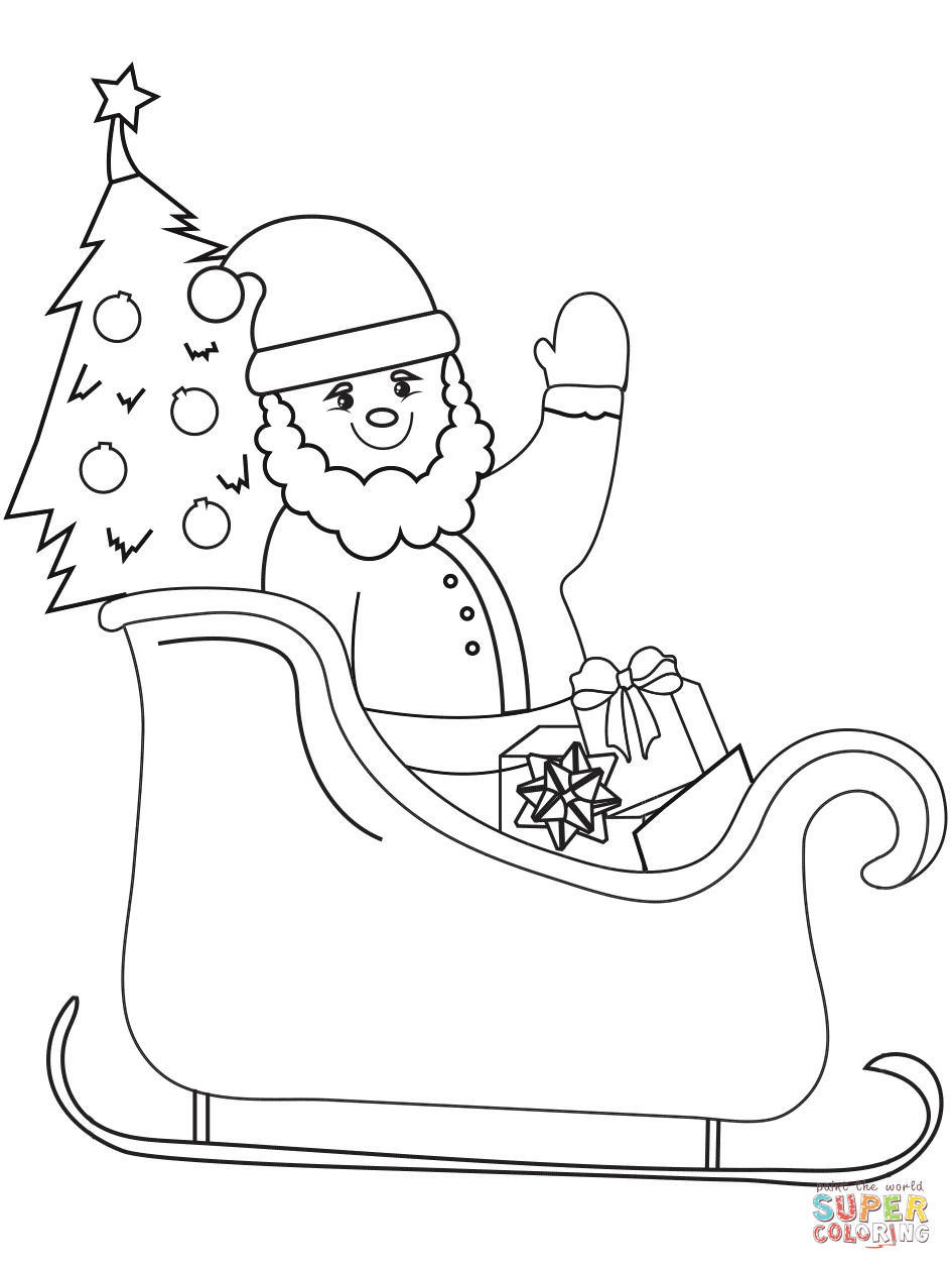 Santa Sleigh Coloring Pages Printable
 Santa on Sleigh coloring page
