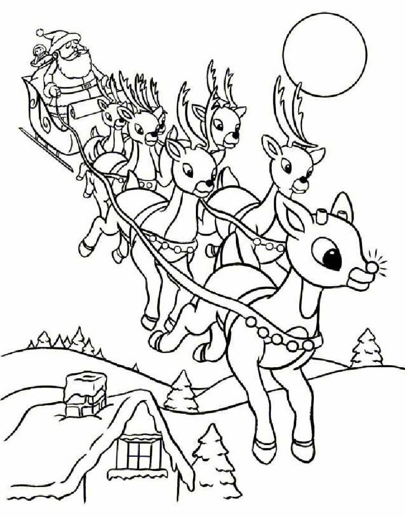 Santa Sleigh Coloring Pages Printable
 Rudolph and santa sleigh coloring pages Hellokids
