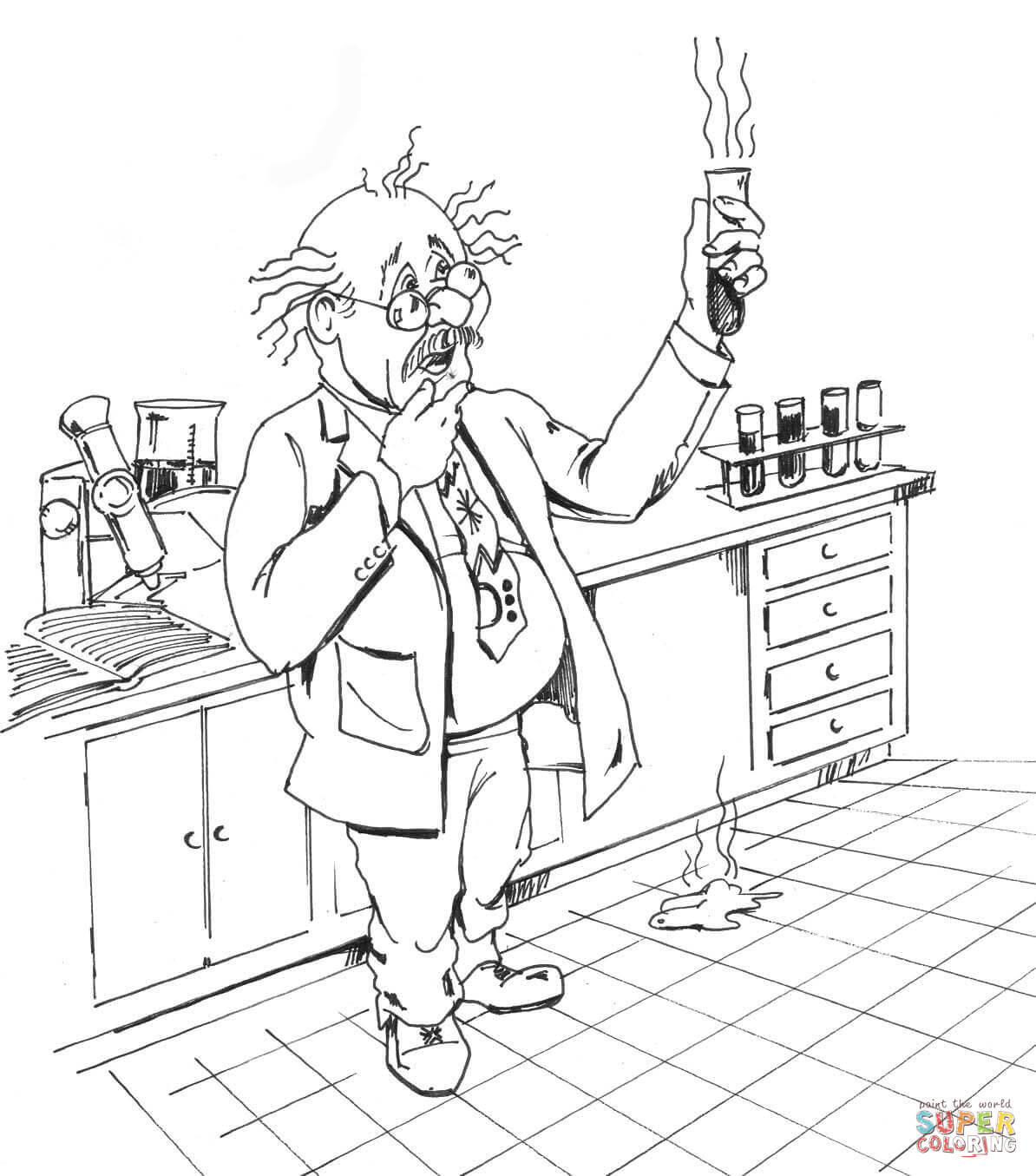 Scientist Coloring Sheet
 Chemical Scientist coloring page
