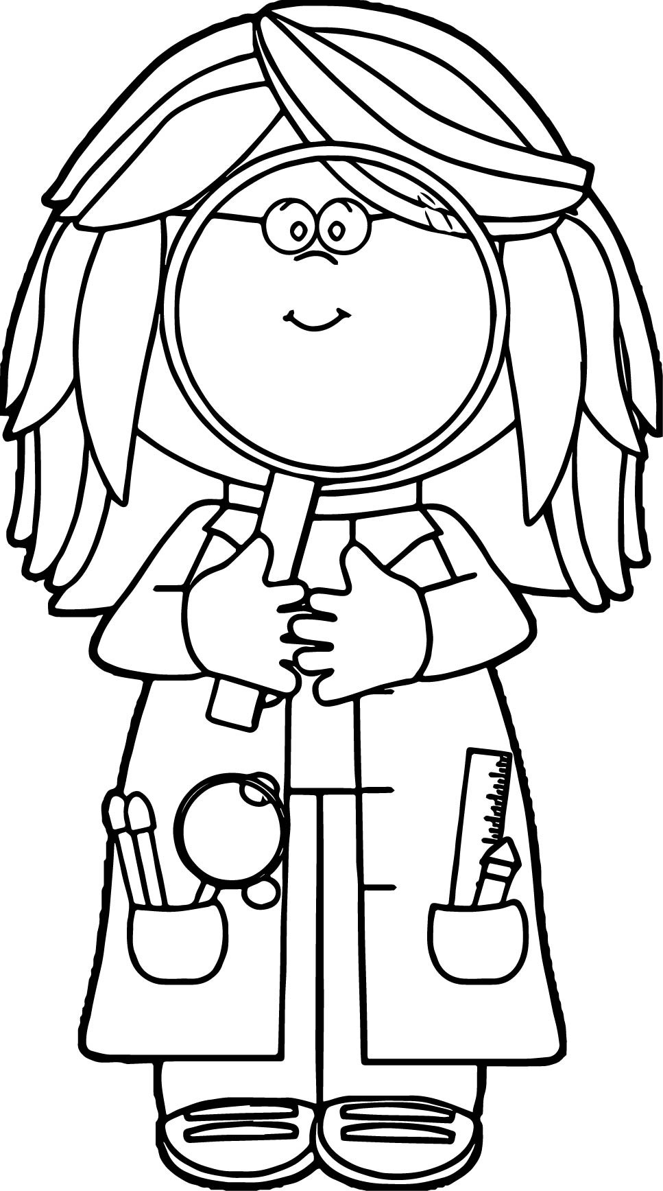 Scientist Coloring Sheet
 Kid Scientist Looking Through Magnifying Glass Coloring