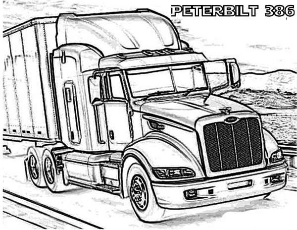 Semi Truck Coloring Pages
 A Peterbilt 386 Semi Truck Coloring Page