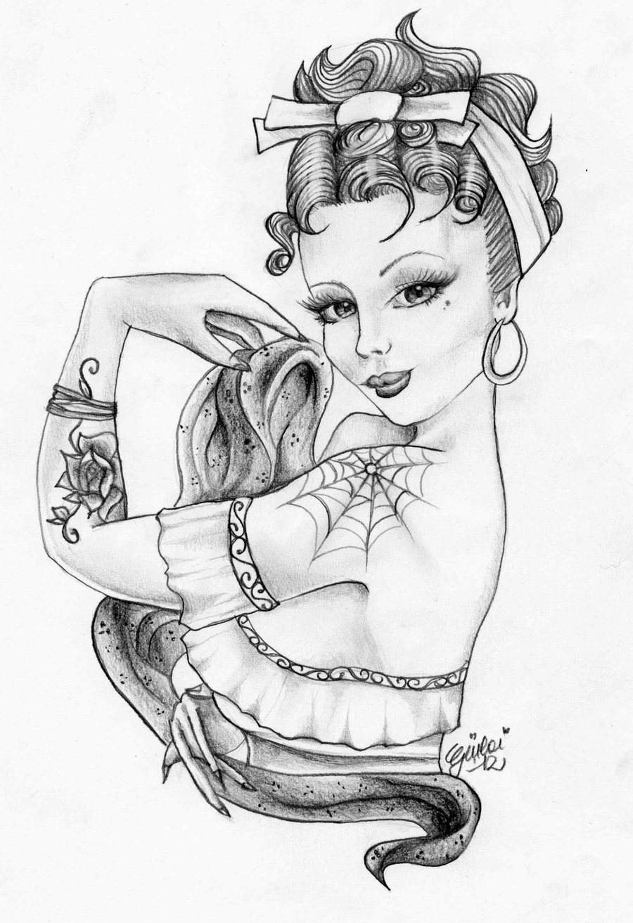 Sexy Pin Up Girl Coloring Pages
 pin up tattoo by GiulaiBloomLust on DeviantArt