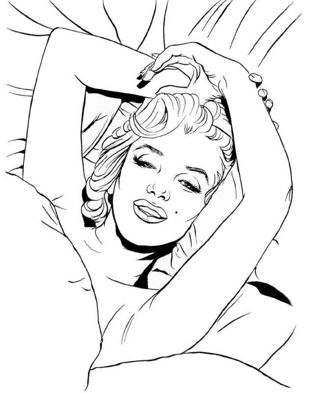 Sexy Pin Up Girl Coloring Pages
 Marilyn Monroe Page 2
