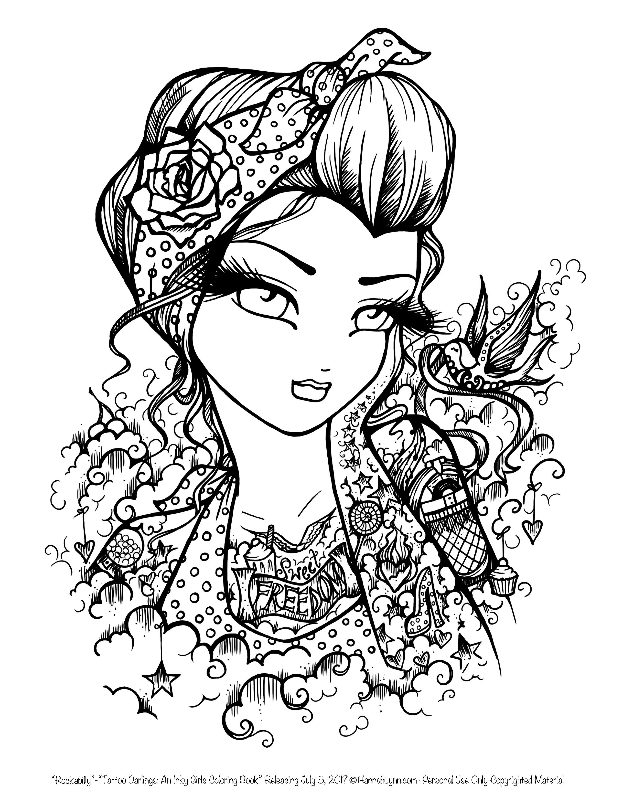 Sexy Pin Up Girl Coloring Pages
 Tattoo Darlings FREE Sample coloring page Rockabilly Girl