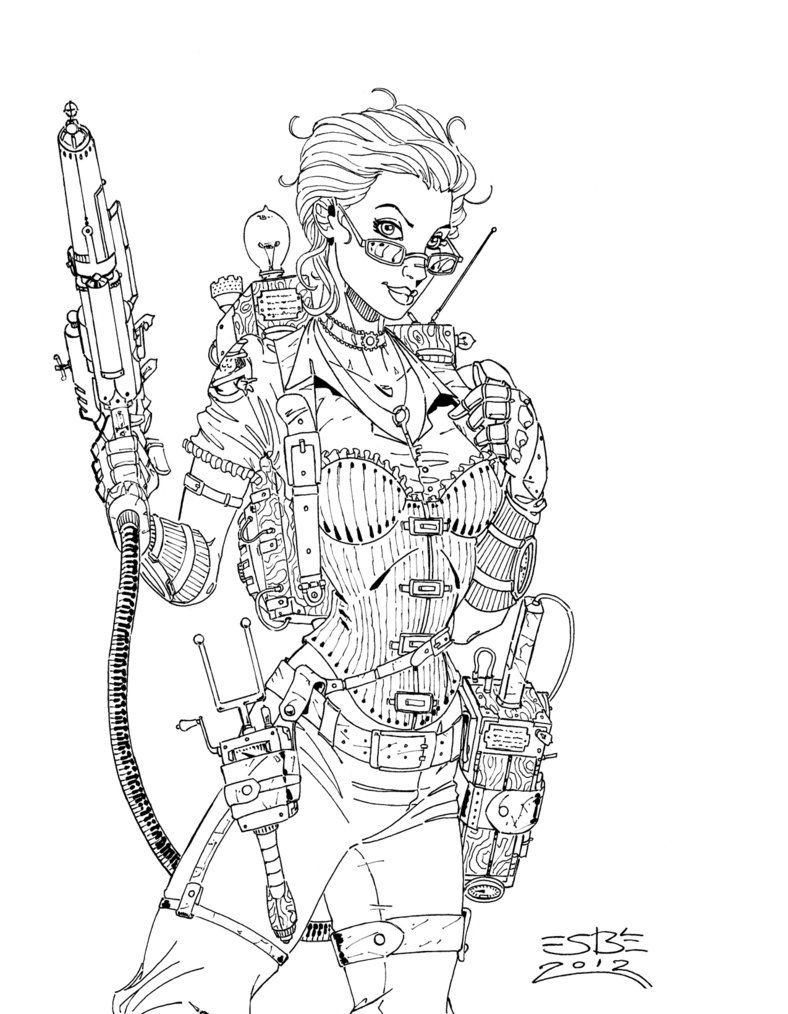 Sexy Pin Up Girl Coloring Pages
 coloring pages steampunk Pesquisa Google