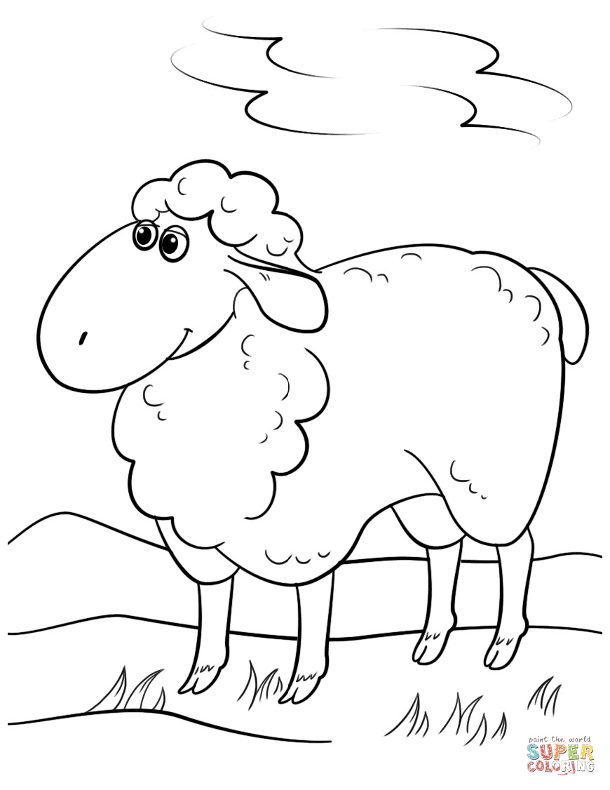 Sheep Coloring Sheet
 Cute Cartoon Sheep coloring page