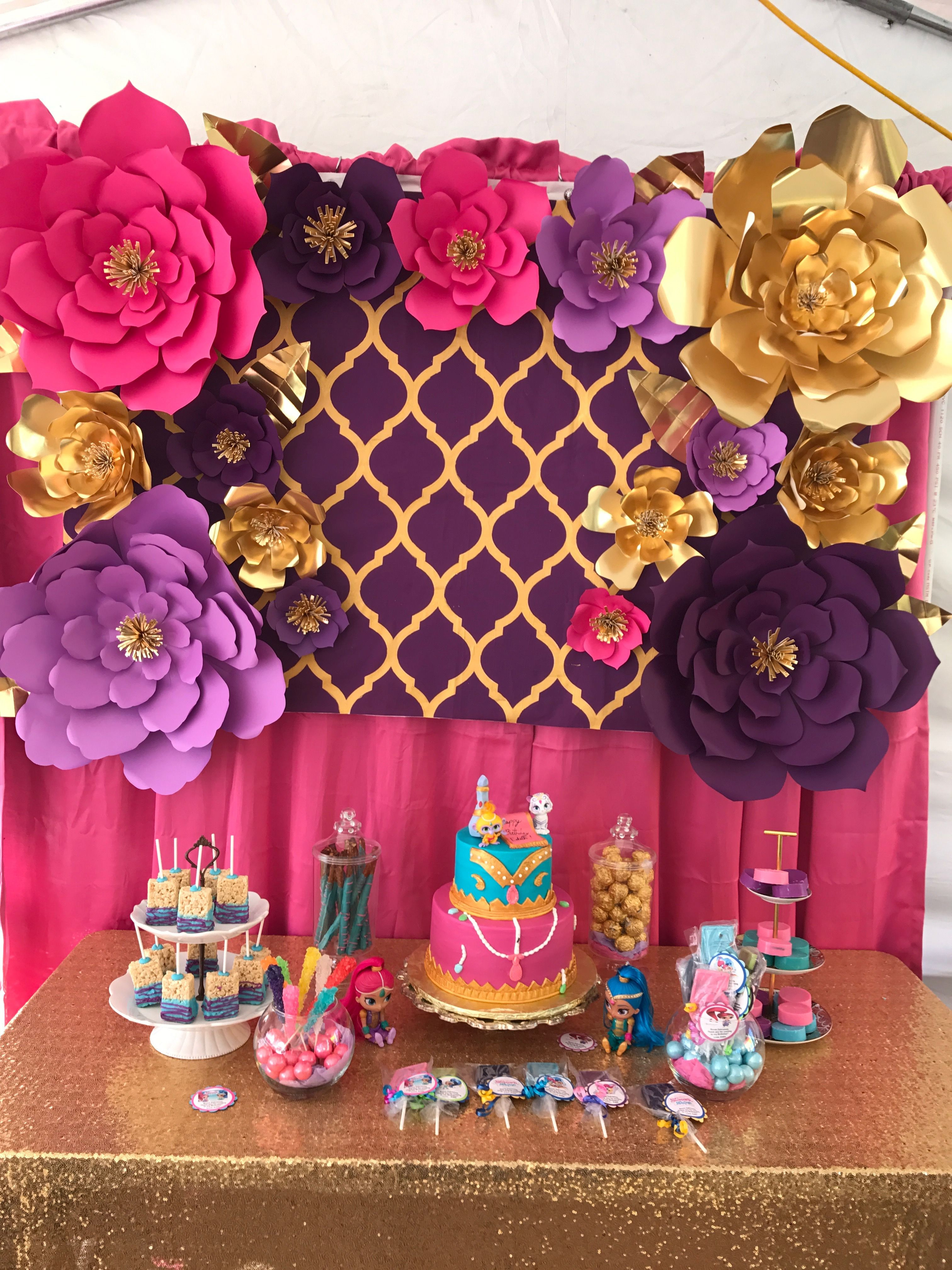 Shimmer And Shine Birthday Decorations
 Shimmer and shine dessert table party table ideas