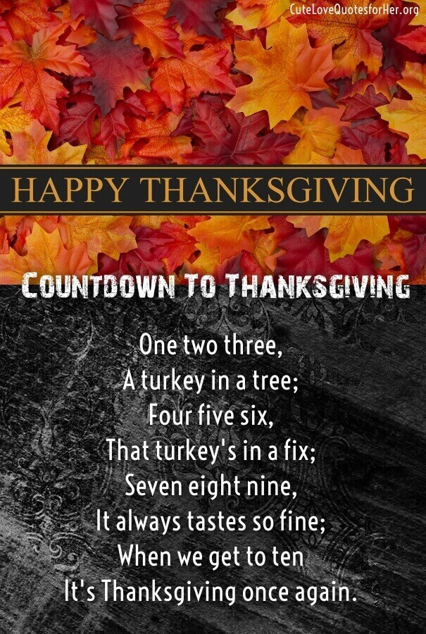 Short Thanksgiving Quotes
 25 Thanksgiving Love Poems to Wish Her Him Thankful Poems