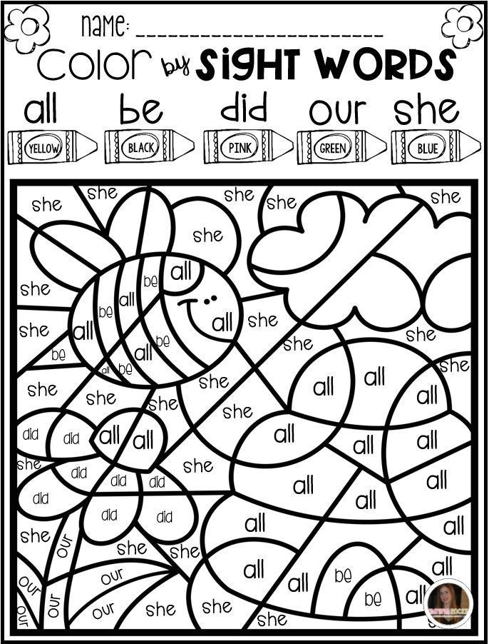 Sight Word Coloring Pages Printable
 Color by Code Sight Words Primer Season Bundle Sight Word