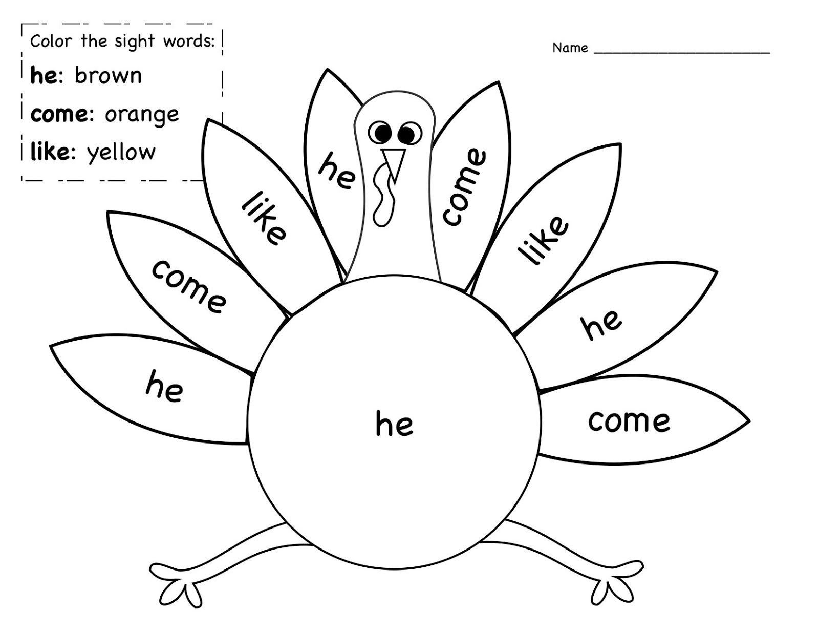 Sight Word Coloring Pages Printable
 Kinder Learning Garden November Sight Word Freebie