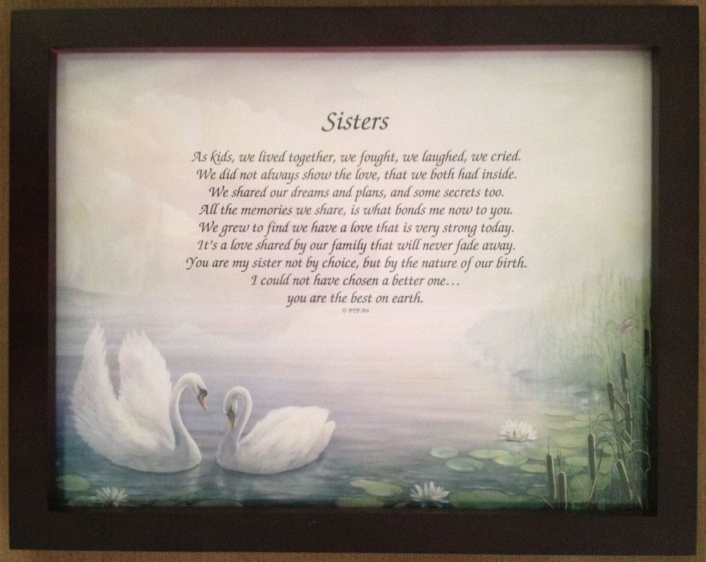 Sister Birthday Quotes Inspirational
 Sisters Poem Personalized Keepsake Art Print