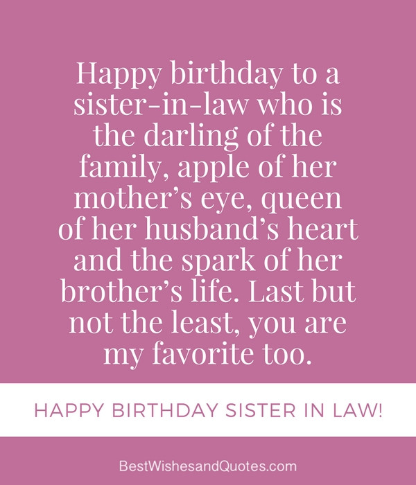 Sister In Law Birthday Quotes
 Happy Birthday Sister in Law 30 Unique and Special