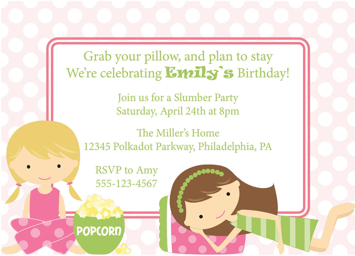 Sleepover Birthday Party
 Slumber Party Invitation Sleepover Invite Birthday Party Girls