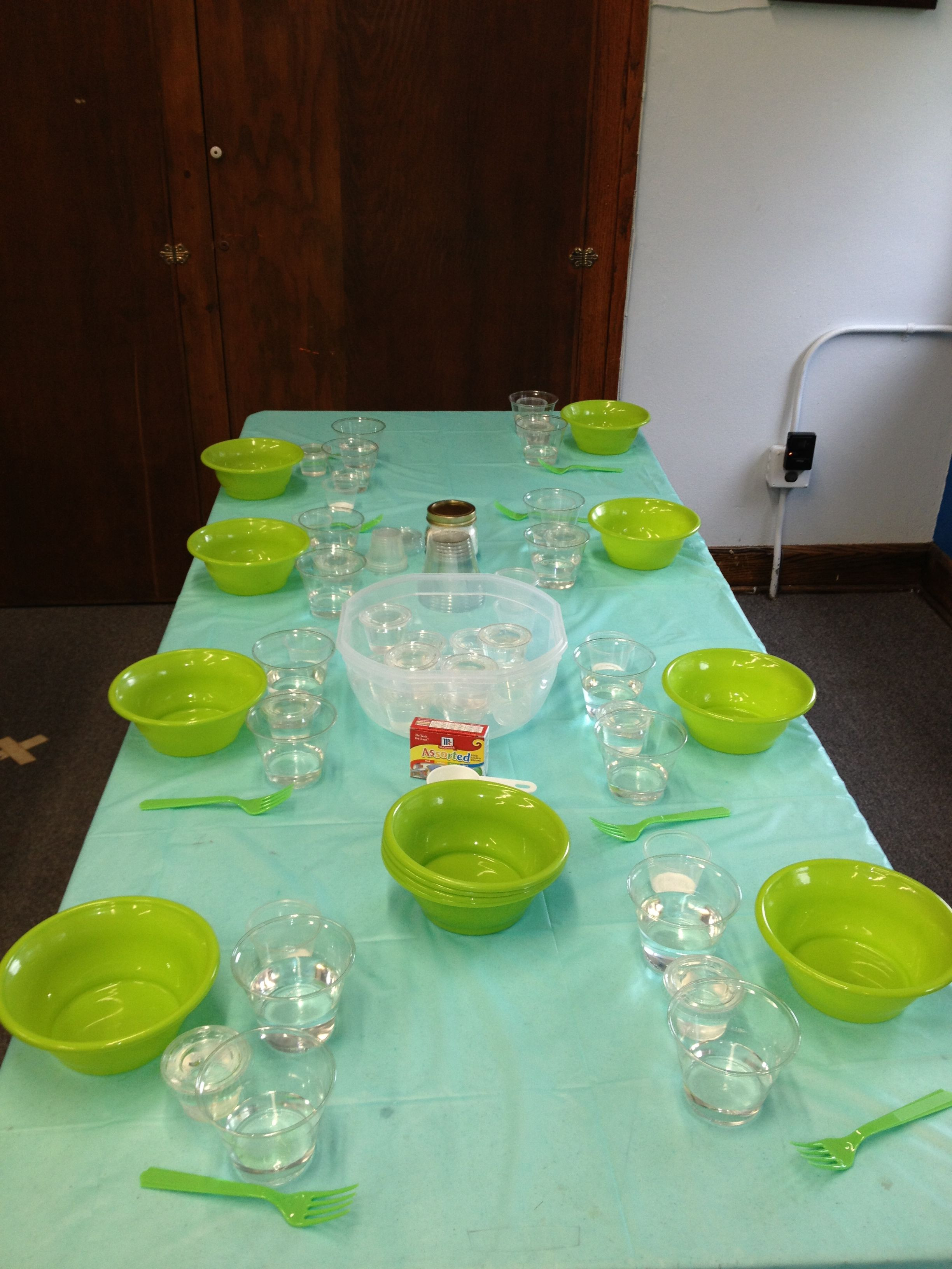 Slime Birthday Party Ideas
 Slime station set up and pre measured for the kids to