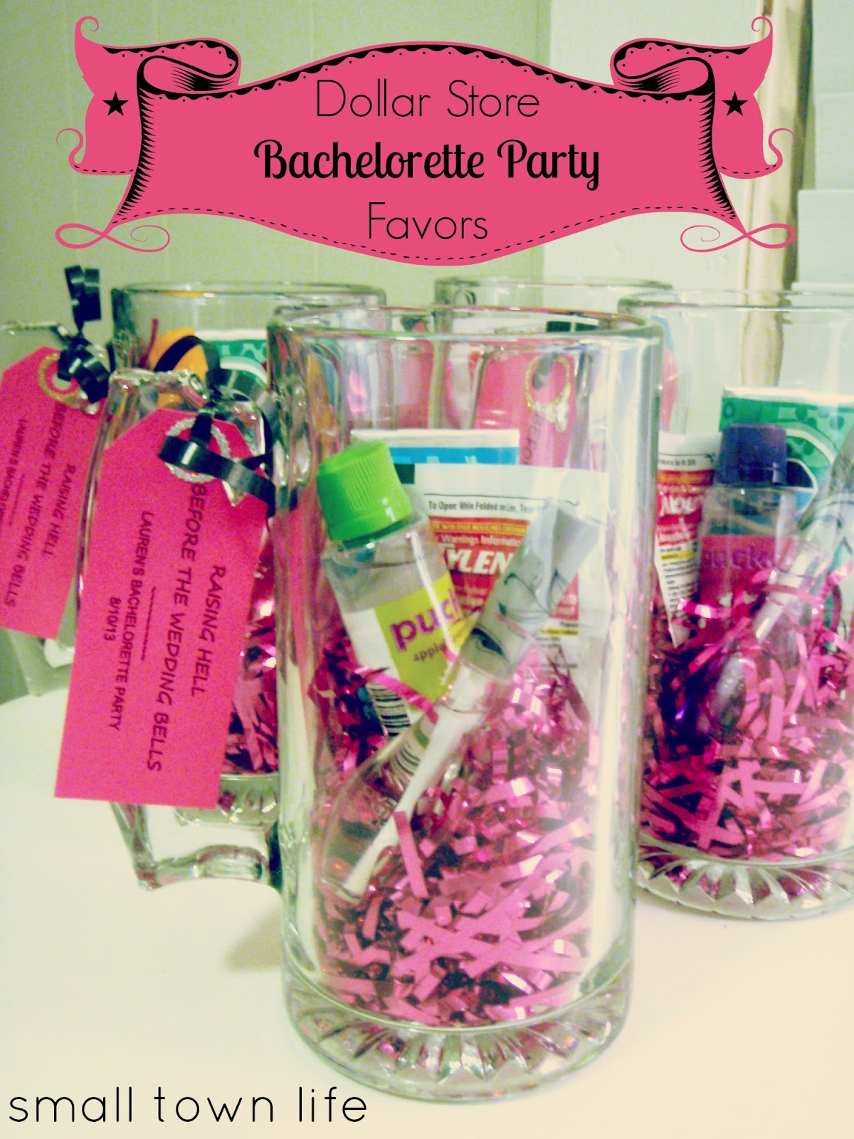 Small Bachelorette Party Ideas
 Small Town Life Dollar Store Bachelorette Party Favors