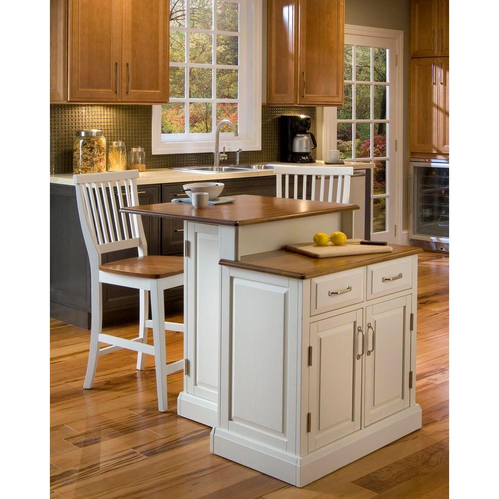 Small Kitchen Island With Seating
 Home Styles Woodbridge White Kitchen Island With Seating