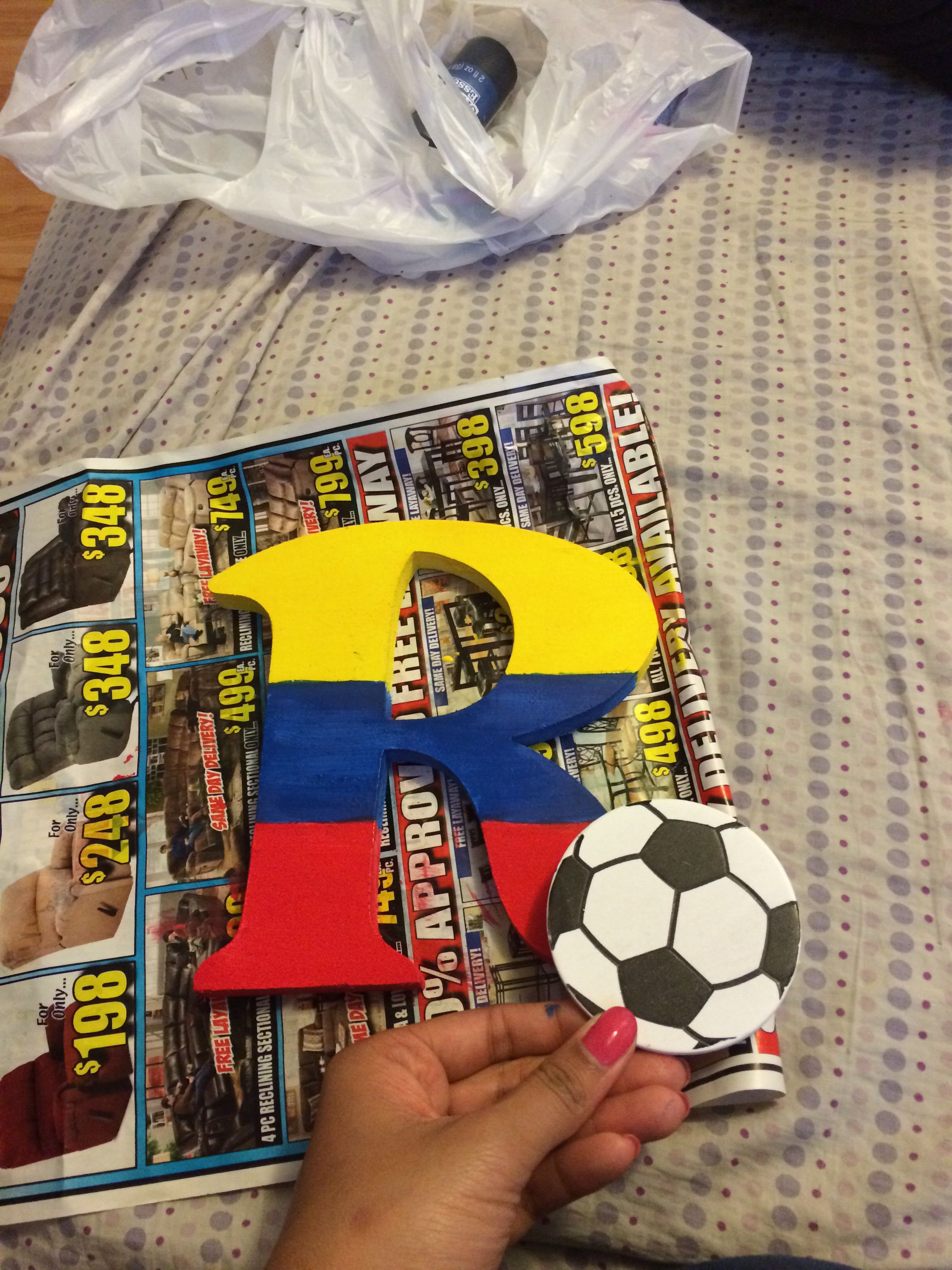 Soccer Gift Ideas For Boyfriend
 Colombian flag and a soccer ball Gift I made for my