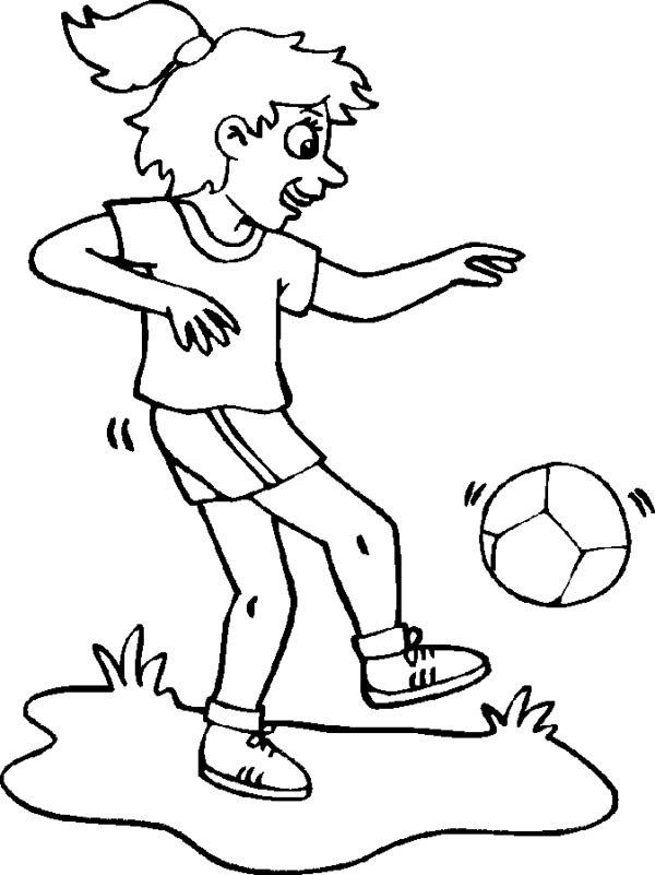 Soccer Girls Coloring Pages
 This Girl is Practising Her Ball Handling for Soccer Game