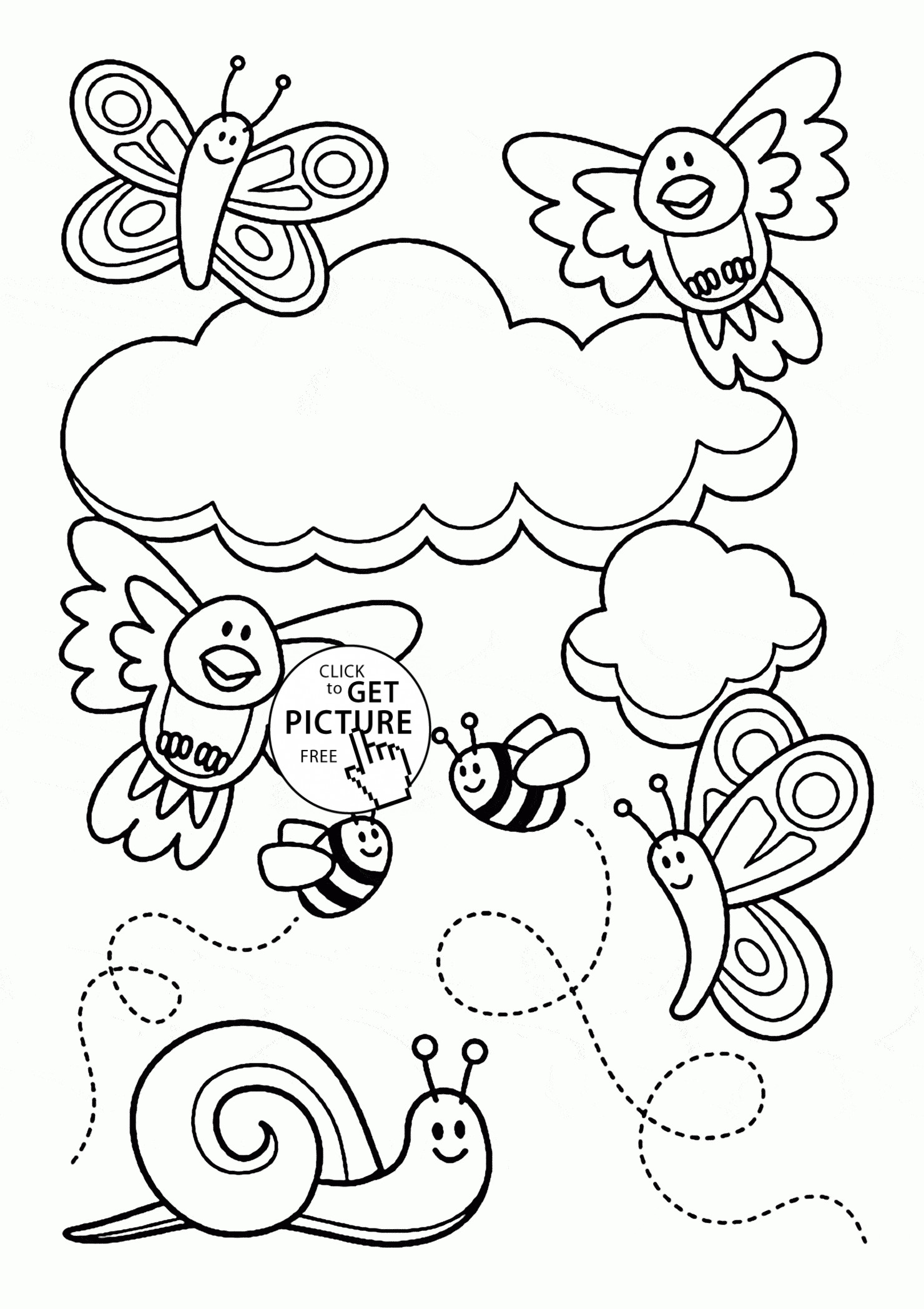 Spring Toddler Coloring Pages
 Baby Animal and Spring coloring page for kids seasons