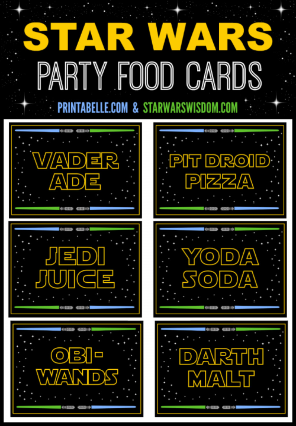 Star Wars Birthday Card Printable Free
 Star Wars Party Food Cards