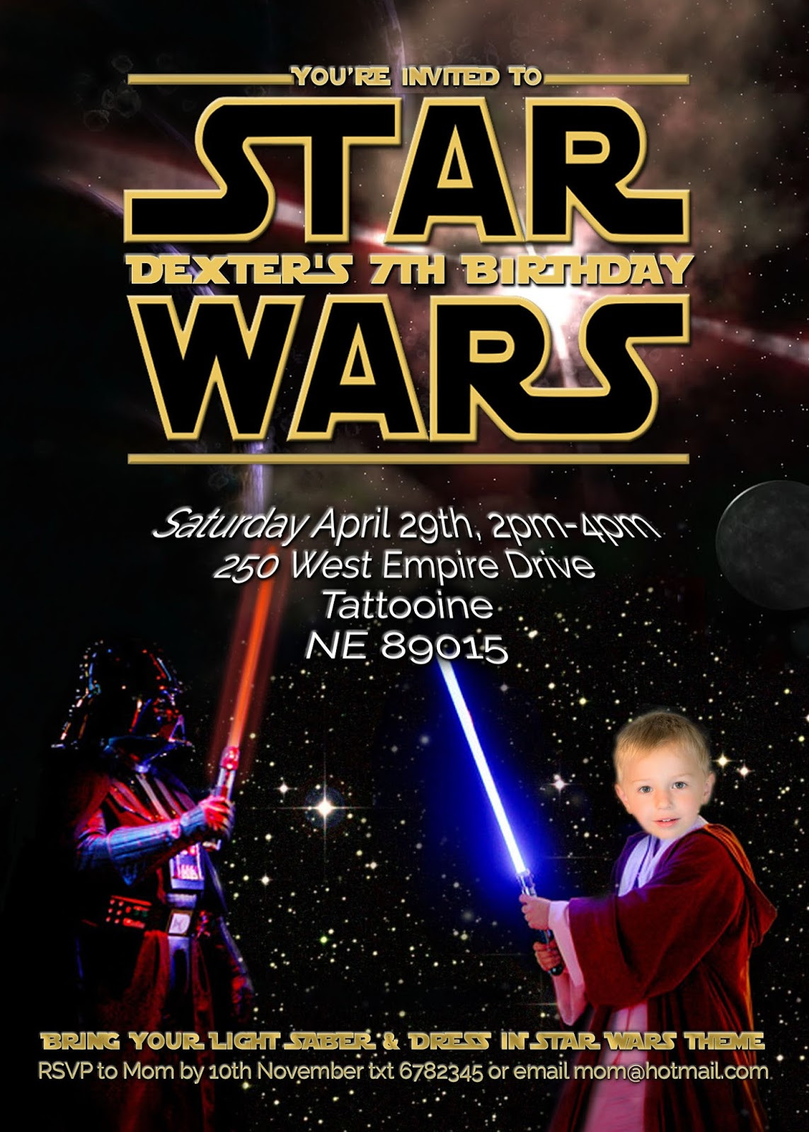 Star Wars Birthday Party Invitation
 FREE Kids Party Invitations Star Wars Party Invitation