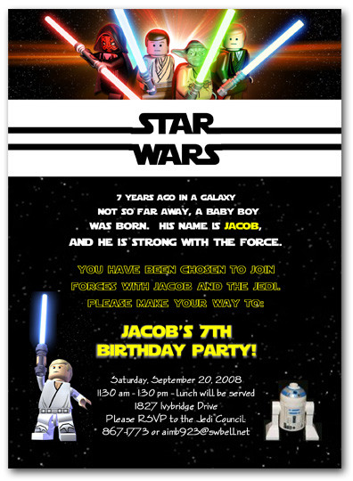 Star Wars Birthday Party Invitation
 LEGO Star Wars Birthday Party Invitations