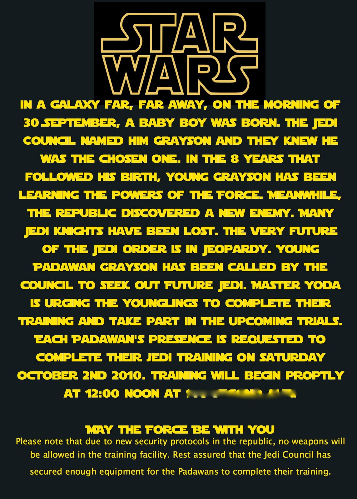 Star Wars Birthday Party Invitation
 At Second Street Star Wars Party What I Did