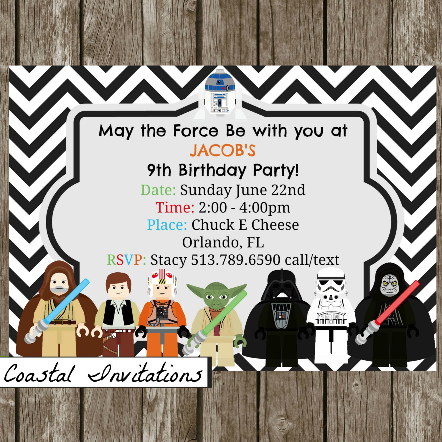 Star Wars Birthday Party Invitation
 Lego Star Wars Birthday Party Invitation by CoastalInvitations