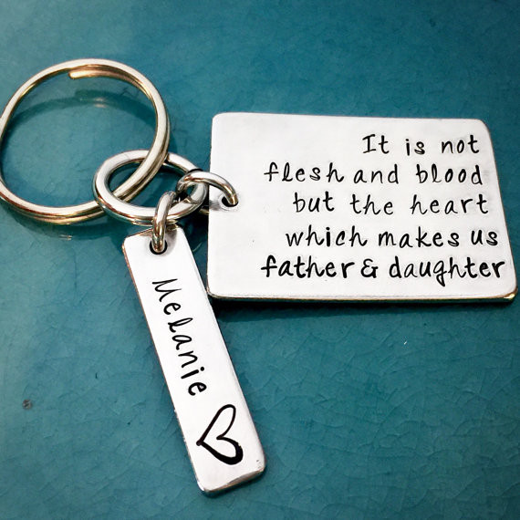 Step Father Gift Ideas
 Father Daughter Hand Stamped Step Dad Keychain Daddy