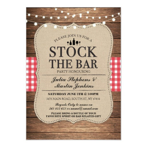 Stock The Bar Engagement Party Ideas
 Stock The Bar Rustic Party Engagement Invitation