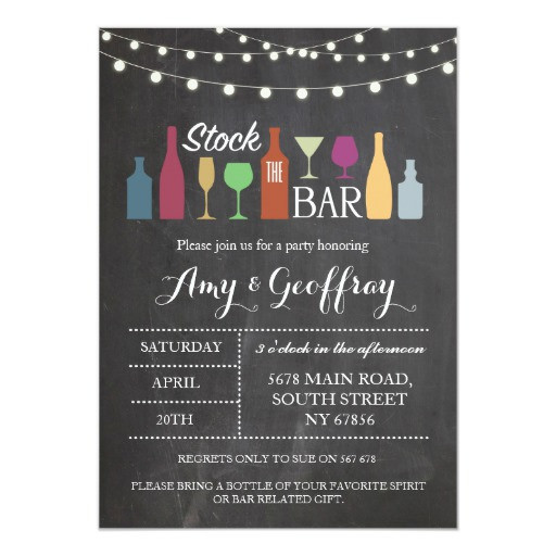 Stock The Bar Engagement Party Ideas
 Stock The Bar Chalk Party Engagement Invitation