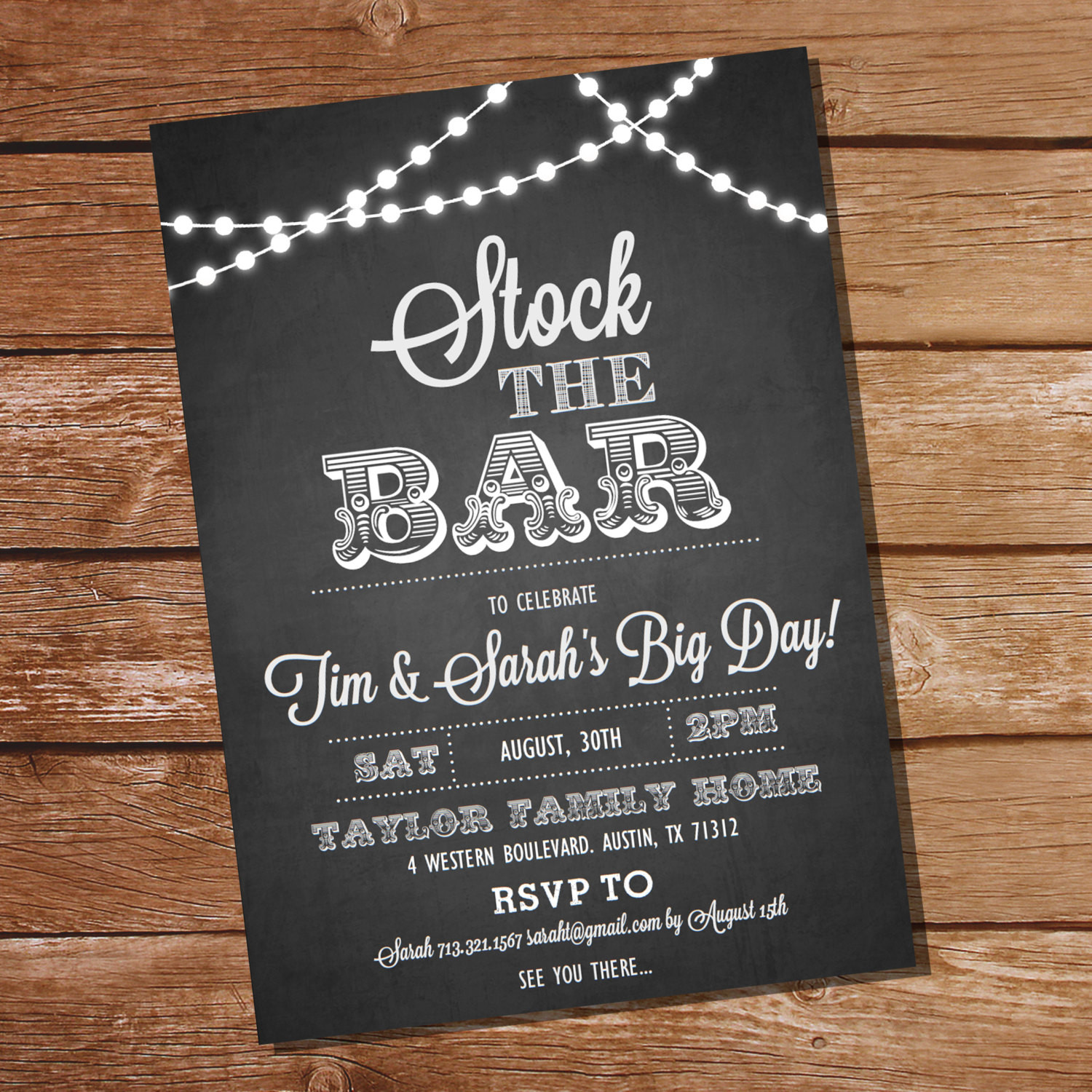 Stock The Bar Engagement Party Ideas
 Chalkboard Stock The Bar Engagement Party Invitation Stock